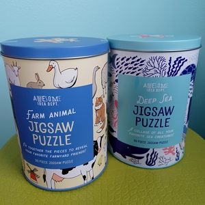 NWT 2 Professor Puzzles in Decorative Tins-1 Deep Sea & 1 Farm Animal